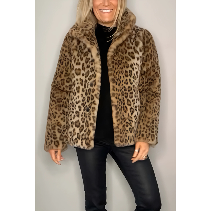 Dames Leopard Print Jas - Speelse Elegantie voor Koude Dagen