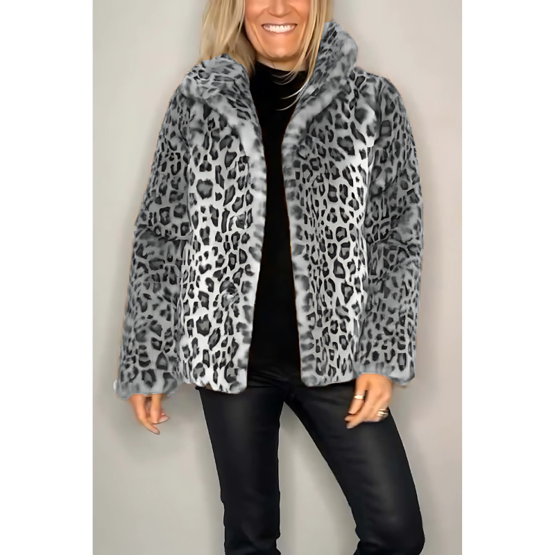 Dames Leopard Print Jas - Speelse Elegantie voor Koude Dagen