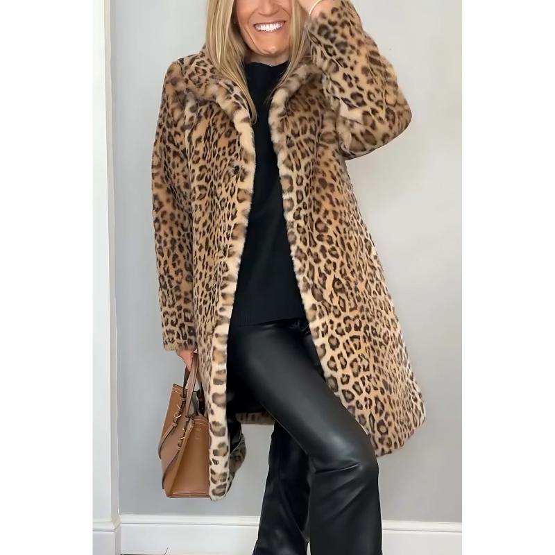 Dames Leopard Print Jas - Speelse Elegantie voor Koude Dagen
