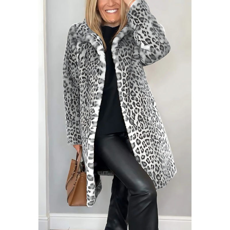 Dames Leopard Print Jas - Speelse Elegantie voor Koude Dagen