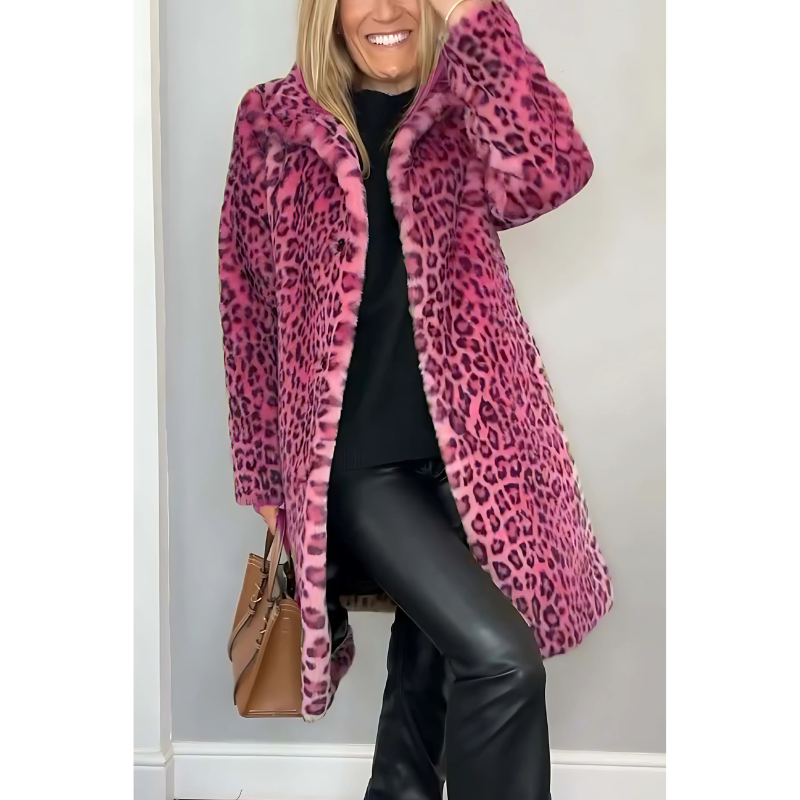Dames Leopard Print Jas - Speelse Elegantie voor Koude Dagen