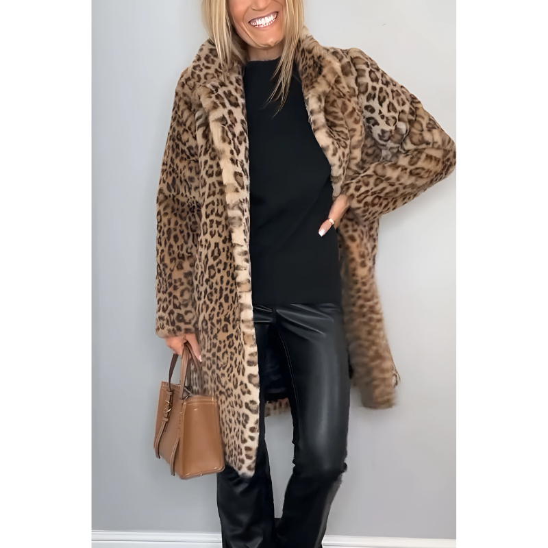 Dames Leopard Print Jas - Speelse Elegantie voor Koude Dagen