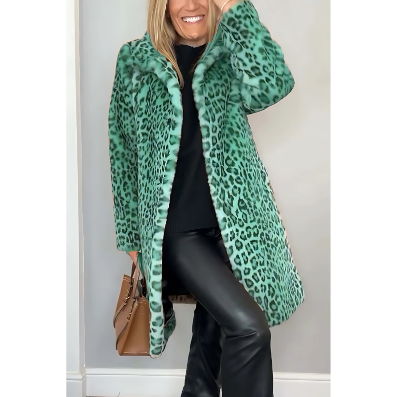 Dames Leopard Print Jas - Speelse Elegantie voor Koude Dagen