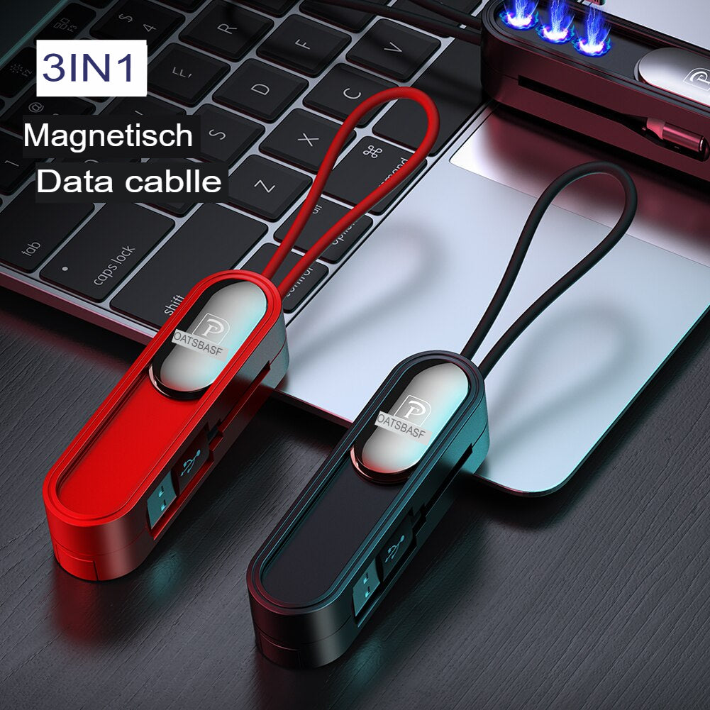 “3-in-1 magnetisch opladen USB - veelzijdige kabel met snel opladen en gegevensoverdracht