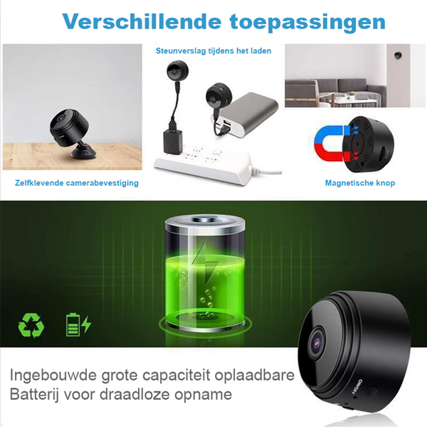 Mini magnetische WiFi camera - Compacte beveiligingscamera met HD-video en toegang op afstand