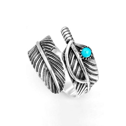 Boheemse Veer Turquoise Ring - Unieke handgemaakte sieraden voor stijlvolle kijkt