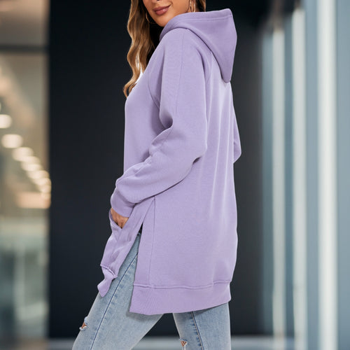 Dames Te groot Hoodie met Splitontwerp – Trendy en Comfortabele Vrijblijvend Kleding