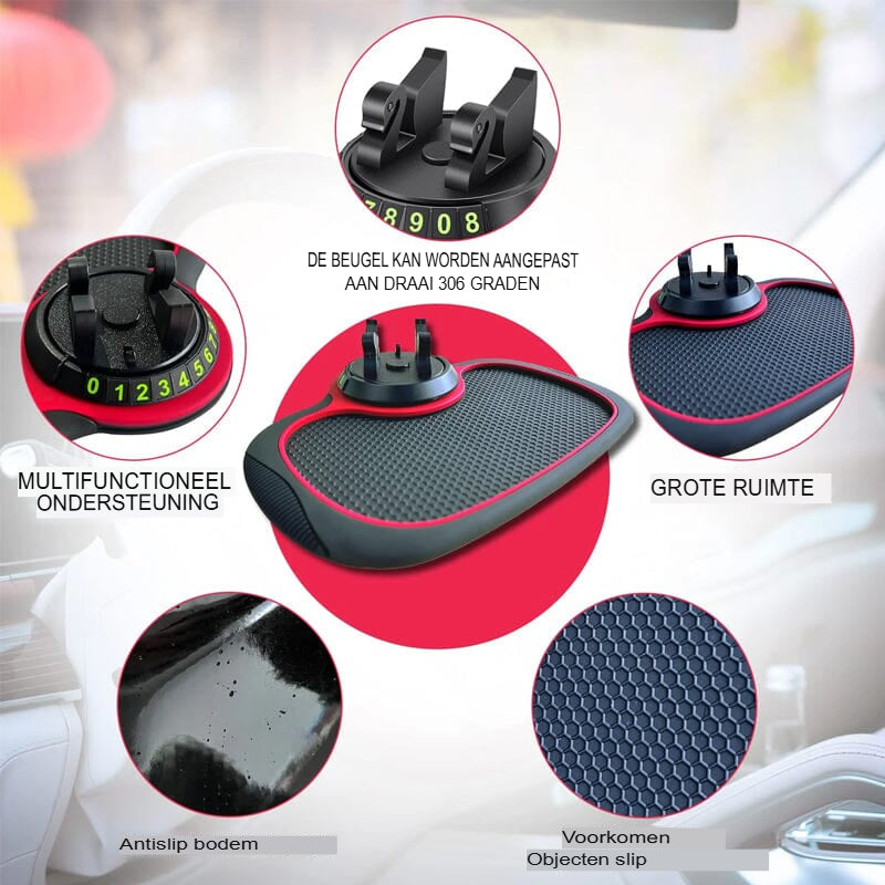 Multifunctionele antislipmat voor in de auto en automatische telefoonhouder - veilige grip en handig opbergen