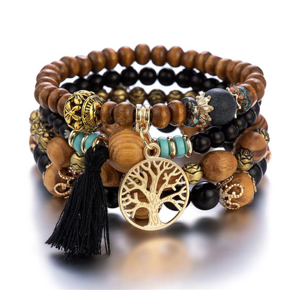 Boho Houten Kralen Armband - Handgemaakte Natuurlijke Sieraden