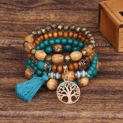 Boho Houten Kralen Armband - Handgemaakte Natuurlijke Sieraden