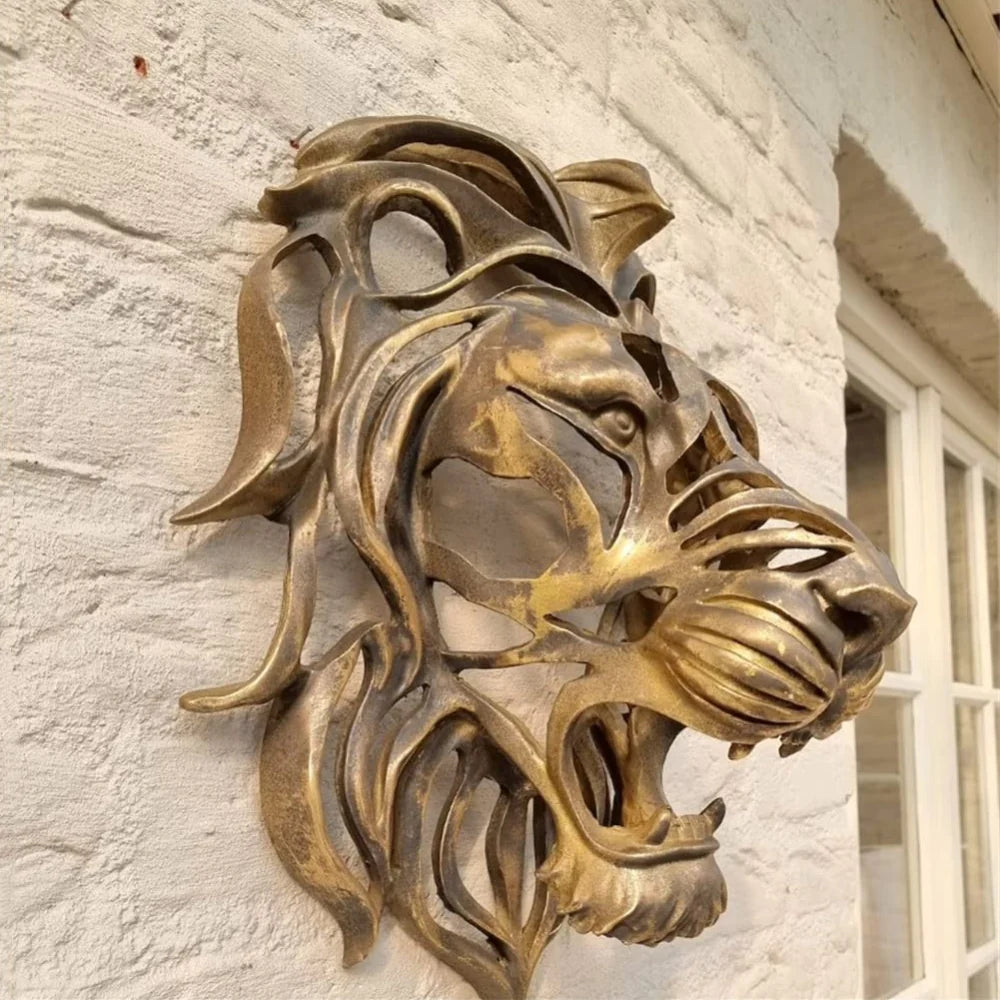 Leeuwenkop aan de muur - Majestueuze decoratieve sculptuur voor een stoer huis- of tuinaccent