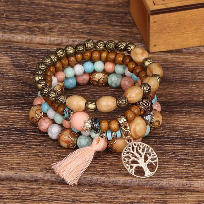 Boho Houten Kralen Armband - Handgemaakte Natuurlijke Sieraden