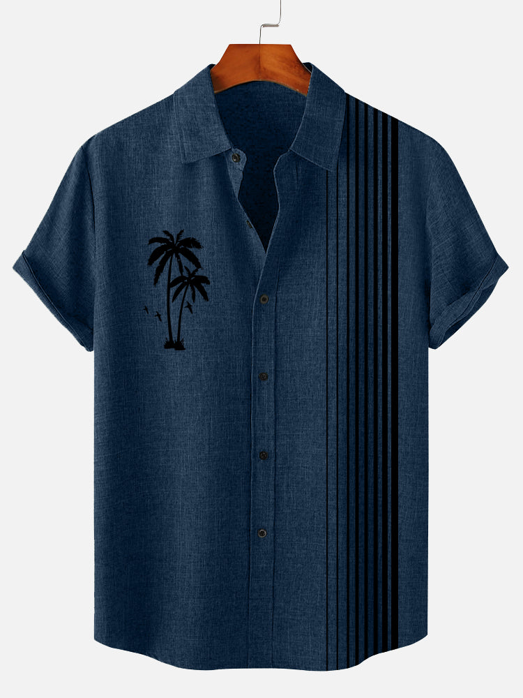 Heren Vintage Hawaiian Marine Overhemd - Stijlvol Retro Ontwerp voor Moeiteloze Eiland Stijl