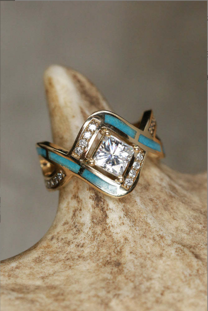 Turquoise Oneindigheidskroonring - Prachtige verstelbare ring