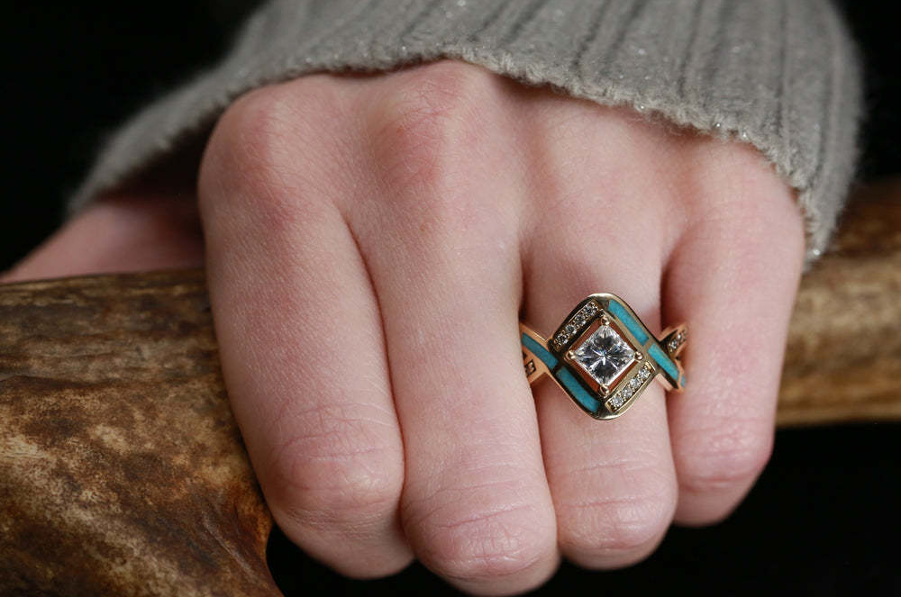 Turquoise Oneindigheidskroonring - Prachtige verstelbare ring