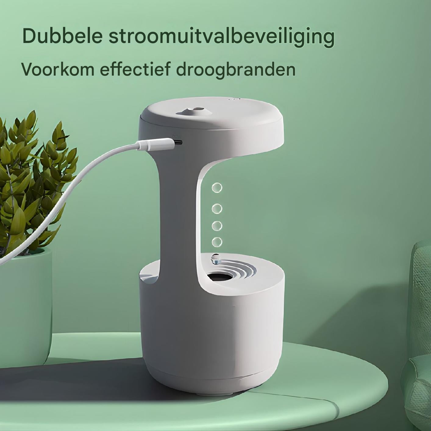 Luchtbevochtiger met waterdruppels - Elegant en compact ontwerp voor een betere luchtkwaliteit