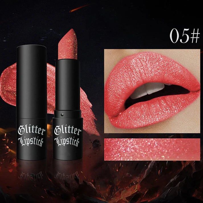 Matte, langhoudende lippenstift met glitters