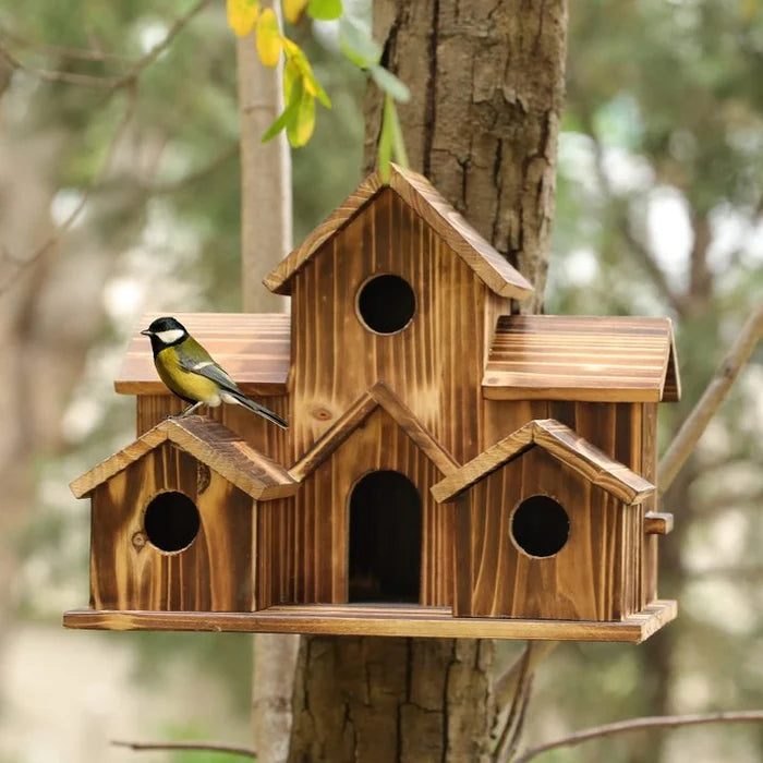 6 Gats handgemaakt vogelhuisje