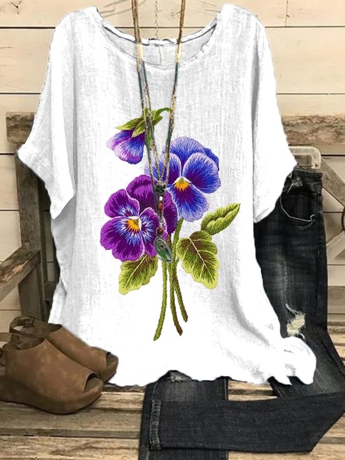 Alzheimer Ondersteuning Shirt met paarse bloem voor dames