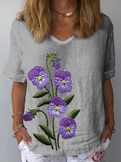 Alzheimer Support Shirt met paarse bloem voor dames