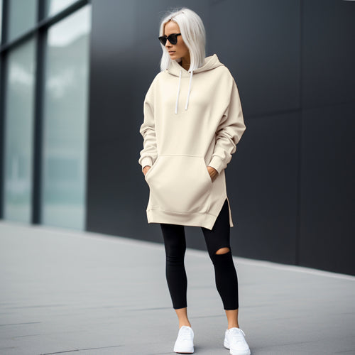 Dames Te groot Hoodie met Splitontwerp – Trendy en Comfortabele Vrijblijvend Kleding