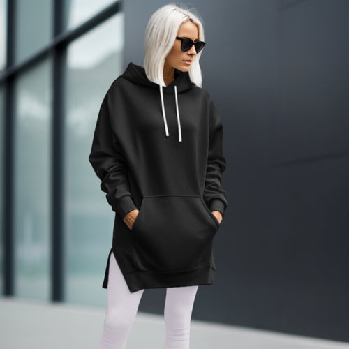 Dames Te groot Hoodie met Splitontwerp – Trendy en Comfortabele Vrijblijvend Kleding