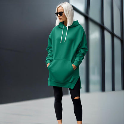 Dames Te groot Hoodie met Splitontwerp – Trendy en Comfortabele Vrijblijvend Kleding