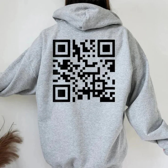 Unisex F-You QR Code Jas met Capuchon - Comfortabele oversized fit