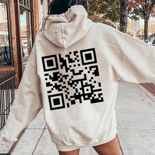 Unisex F-You QR Code Jas met Capuchon - Comfortabele oversized fit