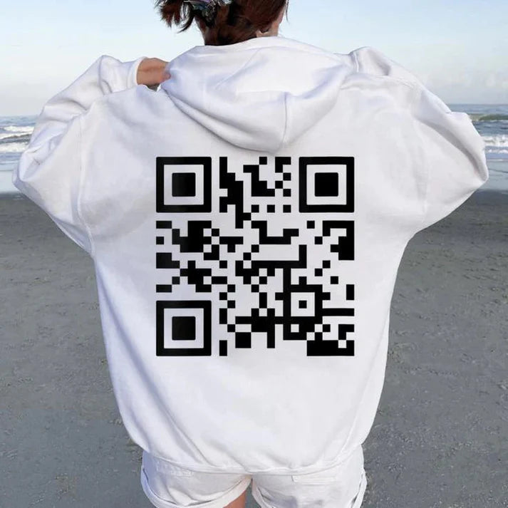 Unisex F-You QR Code Jas met Capuchon - Comfortabele oversized fit