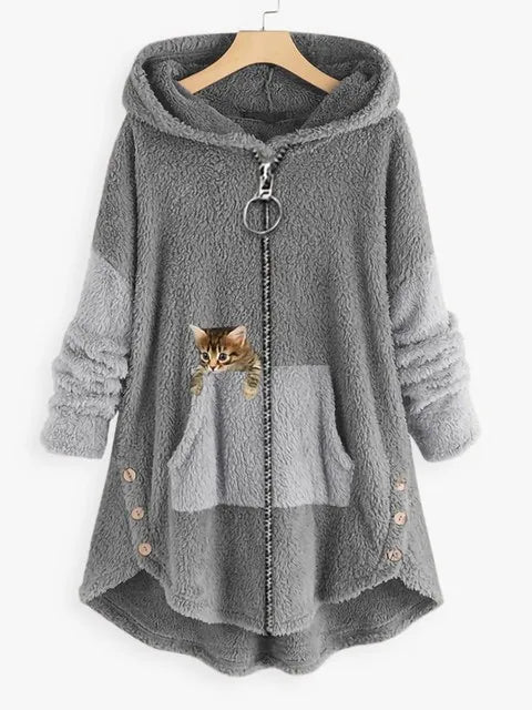 ritsen Jas met Kattenprint –  Bovenkleding voor Kattenliefhebbers