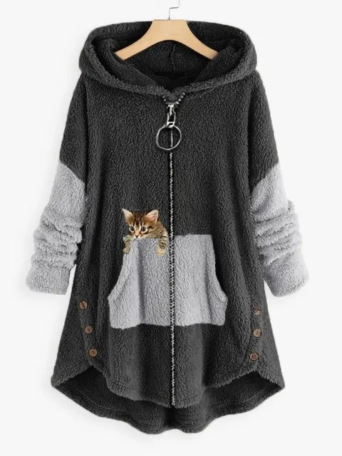 ritsen Jas met Kattenprint –  Bovenkleding voor Kattenliefhebbers