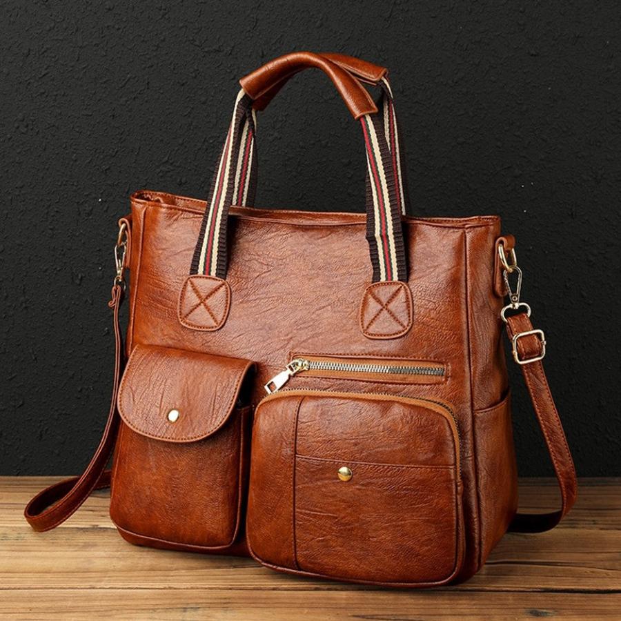 Ruime Retro Leren Tas – Multifunctionele Stijl en Ruimte