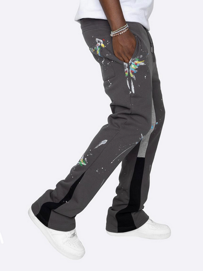 joggingsbroek met geverfde flare print heren - Trendy en comfortabele vrijetijdskleding