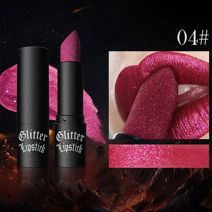 Matte, langhoudende lippenstift met glitters