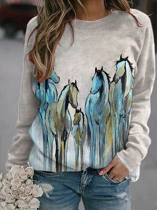 Dames Sweatshirt met paardengrafiek - Perfect voor ruiterliefhebbers