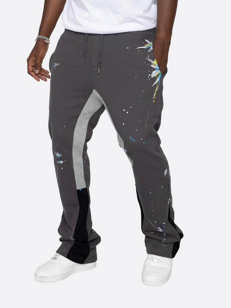 joggingsbroek met geverfde flare print heren - Trendy en comfortabele vrijetijdskleding