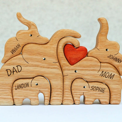 Olifant Houten Moeder en Kind Decor - Charmant Handgemaakt Sculptuur voor Thuis of in de Kinderkamer