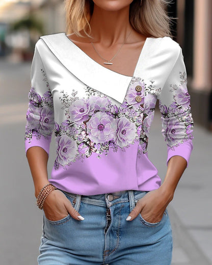 Dames Bloem Paneel Ontwerp Blouse - Elegante en Stijlvolle Top voor Dagelijks Gebrui