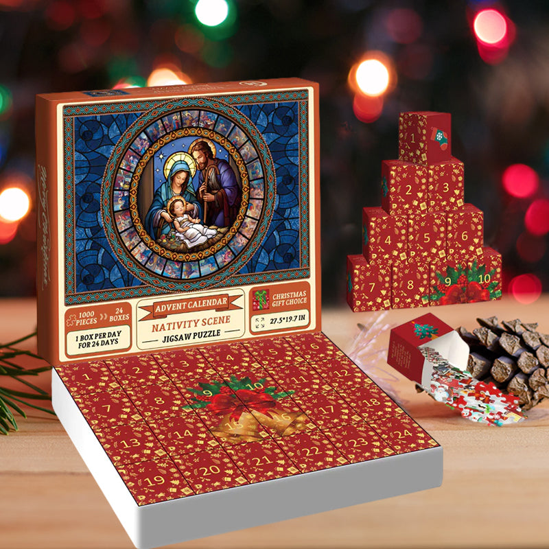 Kerststal Adventskalender Puzzel - Feestelijk familieplezier voor de feestdagen