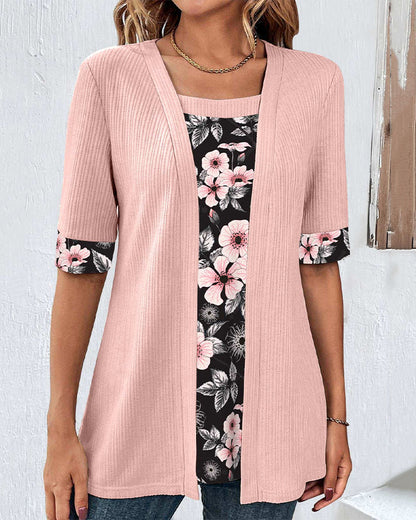 Dames Elegante Bloemenprint Paneel Blouse – Stijlvolle en Verfijnde To