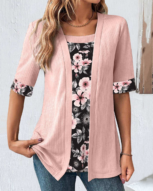 Dames Elegante Bloemenprint Paneel Blouse – Stijlvolle en Verfijnde To