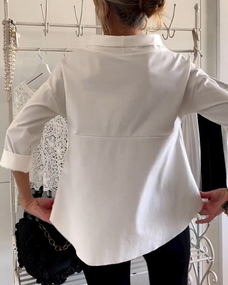 Vrijblijvend Bovenkant met Reverskraag voor Dames - Chic en Comfortabele Dagelijkse Blouse voor Moeiteloze Stijl