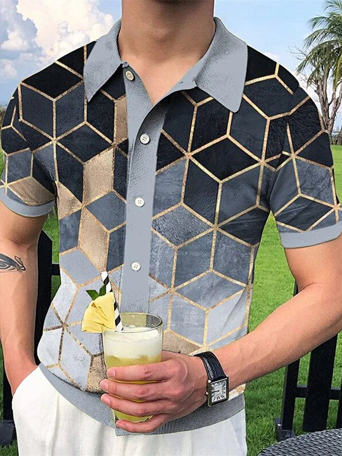 Herenpoloshirt met geometrische afdrukken - Modern ontwerp met ademende stof