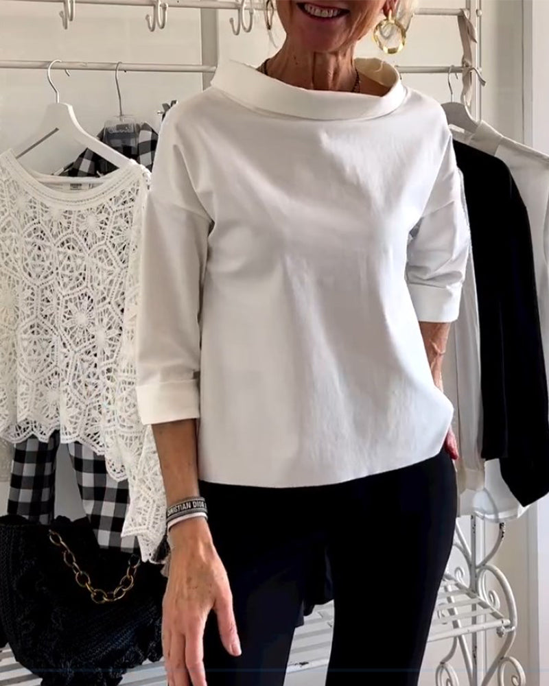 Vrijblijvend Bovenkant met Reverskraag voor Dames - Chic en Comfortabele Dagelijkse Blouse voor Moeiteloze Stijl