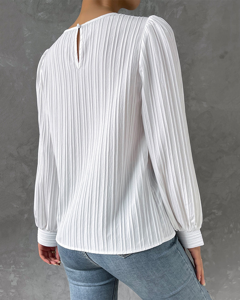 Blouse met lange mouwen in effen kleur voor dames - Stijlvolle en elegante top