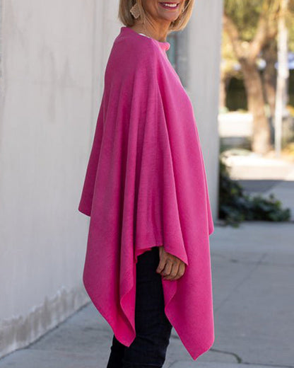 Fuchsia Kleurige Poncho - Stijlvolle Bedekking voor Veelzijdig Laagjes en Warmte