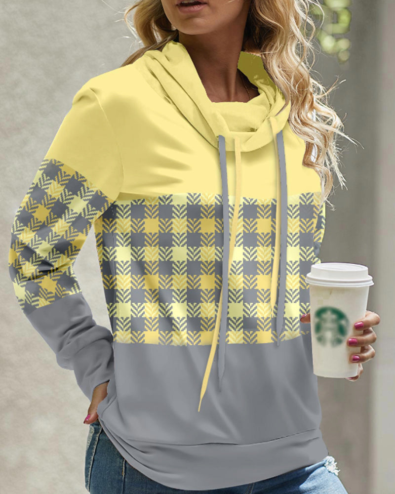 Dames Geruite Gebreide Hoodie - Stijlvolle Plaid Trui met Capuchon voor Vrijblijvend Comfort