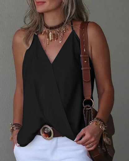 Dames Halter Mouwloze Wrap Tank Bovenkant - Flatterende & Veelzijdige Blouse