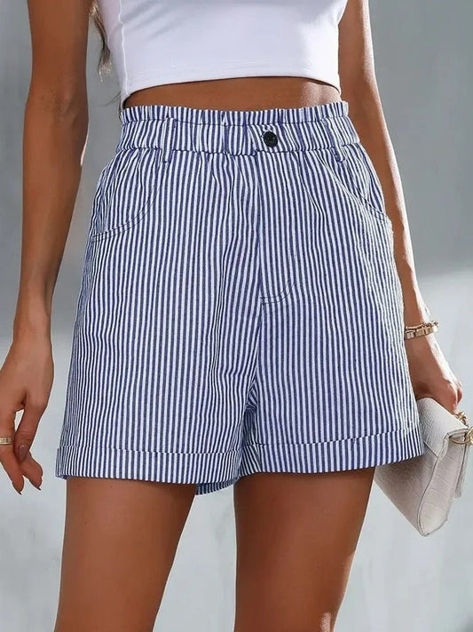 Gestreepte damesshort met hoge taille - Stijlvolle en comfortabele zomermode